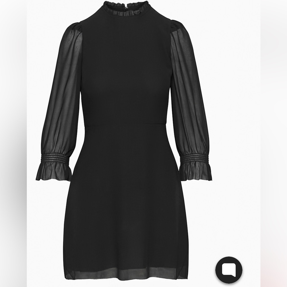 Wilfred swept dress Aritzia puff sleeve dress ruffled sleeve size 10 black